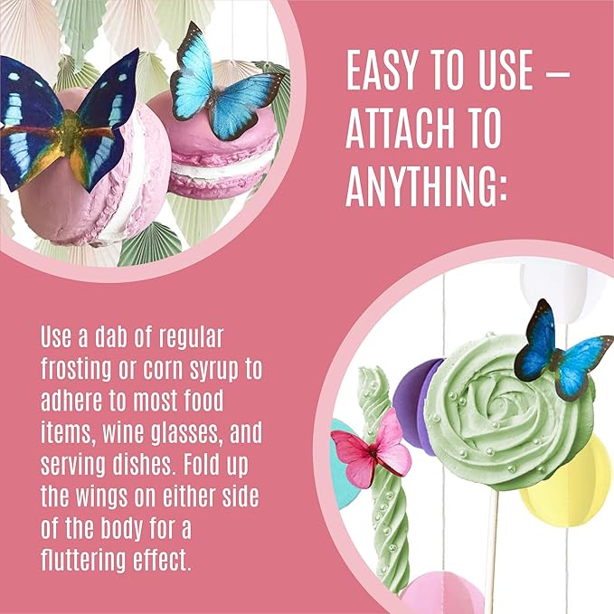 Sugar Robot Edible Butterflies for Cake Decorating - Small Pastel Pink Butterfly Cake Toppers and Cupcake Toppers - Decoration Made in the USA - Premium Crafted (Pink)