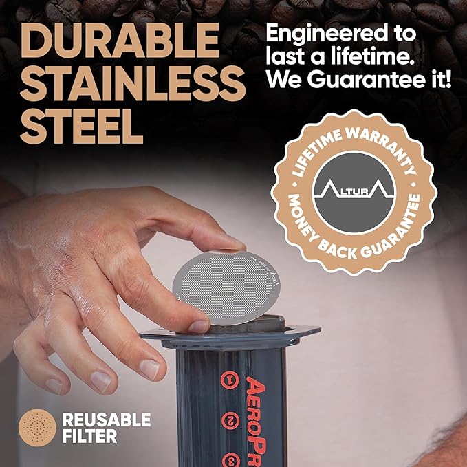 ALTURA The DISC Stainless Steel Filter for AeroPress Coffee Makers ??Reusable Metal Filter Replacement for Rich Flavor, Travel, and Eco-Friendly Brewing