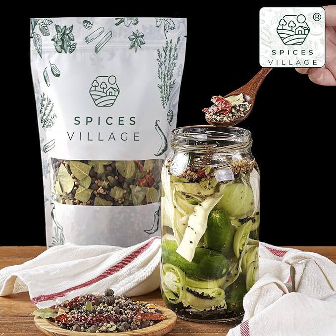 SPICES VILLAGE Pickling Spices for Corned Beef, Pickling Spices Mix for Pickles and Canning, 6.5oz, Pickling Seasoning Blend Kit - Kosher, Gluten Free, Non GMO, Resealable Bulk Bag