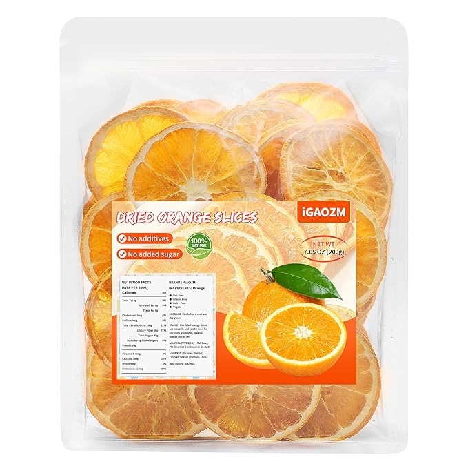 iGAOZM Dried Orange Slices,Dehydrated Oranges Slices For Cocktails,7.05oz/200g,No Sugar Added No Additives, Dried Citrus Fruit wheel For Drinks,Cakes,Citrus Garnish