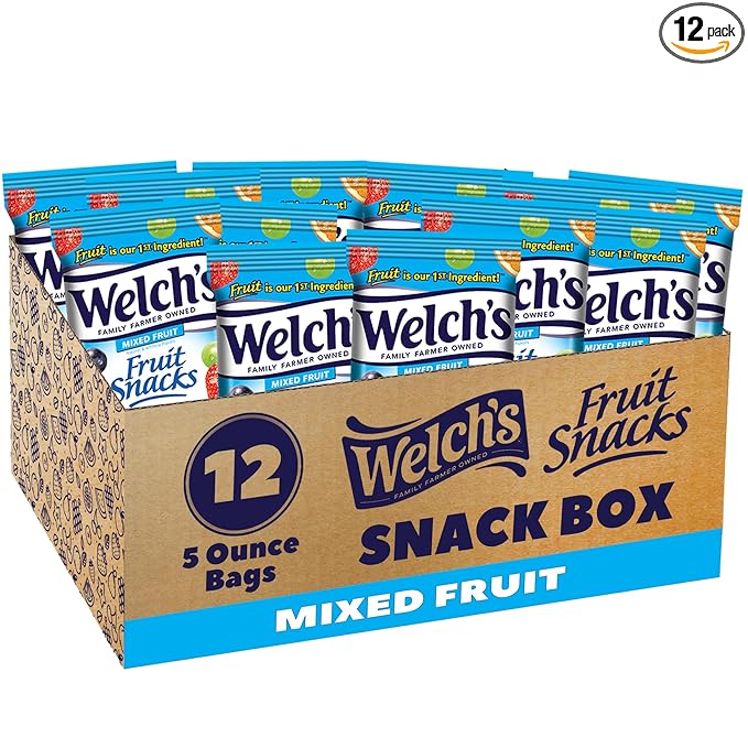 Welch's Fruit Snacks, Mixed Fruit, Perfect for School Lunches, Sharing Size Bags, 5 oz (Pack of 12)