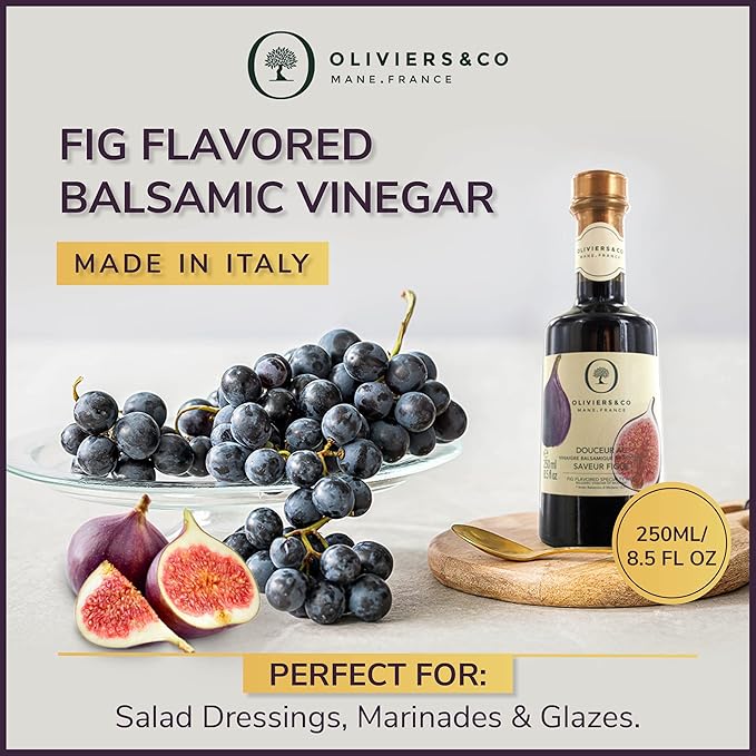 Fig Balsamic Vinegar of Modena by Oliviers&Co | Balsamic Vinegar Fig Glaze for Salad, Cheese, Marinade & Desserts | IGP Modena | 8.5 Fl Oz