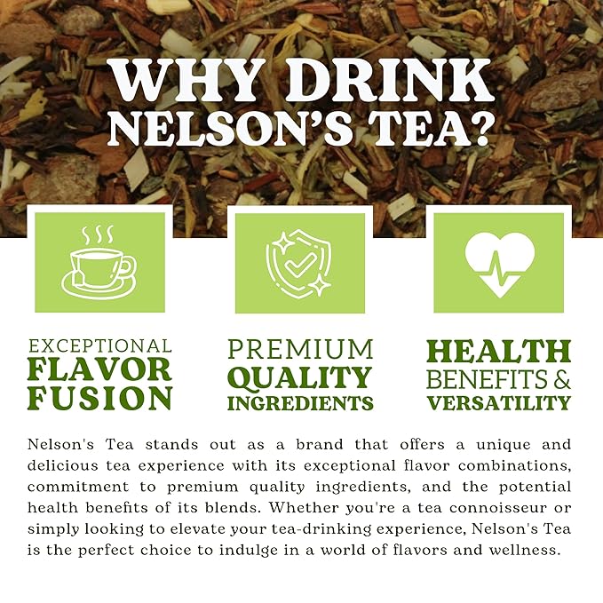 Nelson's Tea Raspberry Chocolate Truffle - Loose Leaf Black Tea with Raspberry Leaf, Rooibos, Truffle Essence, Carob Beans, Hibiscus & Chocolate Chips, Infused with Natural Flavors - 16 oz.