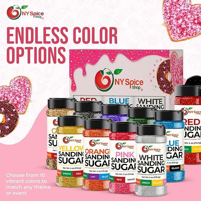 NY Spice Shop Pink Sanding Sugar - 4 Ounce Sweet Colorful Edible Sprinkles For Candy Dish - Sugar Sprinkles For Cake Decorating Cookies Basket & Dishes