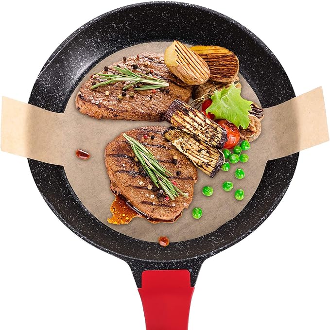 120 Pieces Precut Circle Cake Pan Liners Round Parchment Paper Non-stick Parchment Paper with Lift Tabs for Baking (Brown)