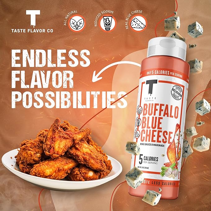 Taste Flavor Co. Grilling, Dipping Sauce and Marinade, Great Tasting, Low-Calorie Sauces, Keto Friendly, No Oils (3 Pack, Buffalo Blue Cheese)