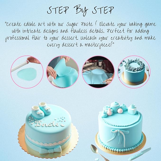 Confect Baby Blue Fondant for Cake Decorating Fondant, Smooth & Ready-to-Use Icing for Christmas Cakes, Cupcakes & Holiday Desserts | Vegan, Gluten-Free, Nut-Free, Palm Oil-Free ??8.8 Oz