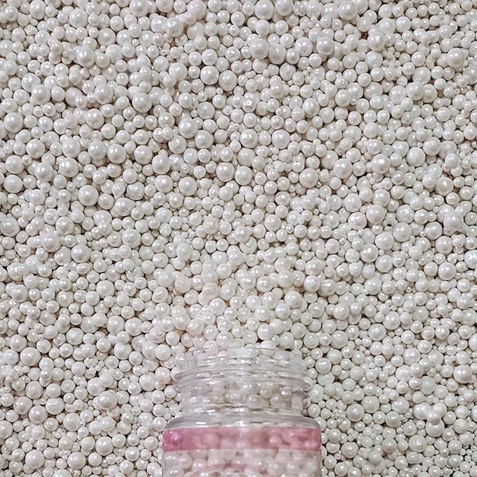 Confect Pearl White Cake Sprinkles ??Confect Love Disco Balls Mashup Edible Sprinkles for Cupcakes, Cakes & Cookies ??Elegant White Sugar Pearls & Decorative Toppings | Vegan, Gluten-Free, Nut-Free, Soy-Free, Dairy-Free, Palm Oil-Free- 4.2 Oz