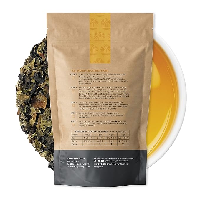 Kombucha.com Certified Organic Loose Leaf Tea - Kombucha Brewing Blends (Mixed Tea Blend, 8 Ounce). Makes up to 25 gallons.