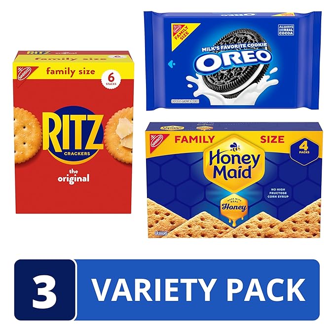 OREO Cookies, RITZ Crackers, Honey Maid Graham Crackers Variety Pack, Family Size, 3 Packs