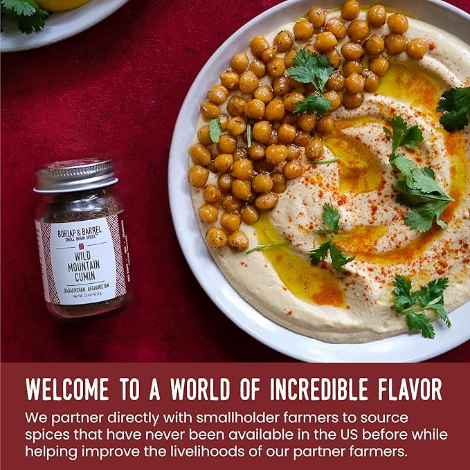 Burlap & Barrel Wild Mountain Cumin ??Savory, Aromatic, and Bright Umami Flavor ??Whole & Ground Cumin Seeds ??As Seen On Shark Tank - 1.8oz Glass Jar