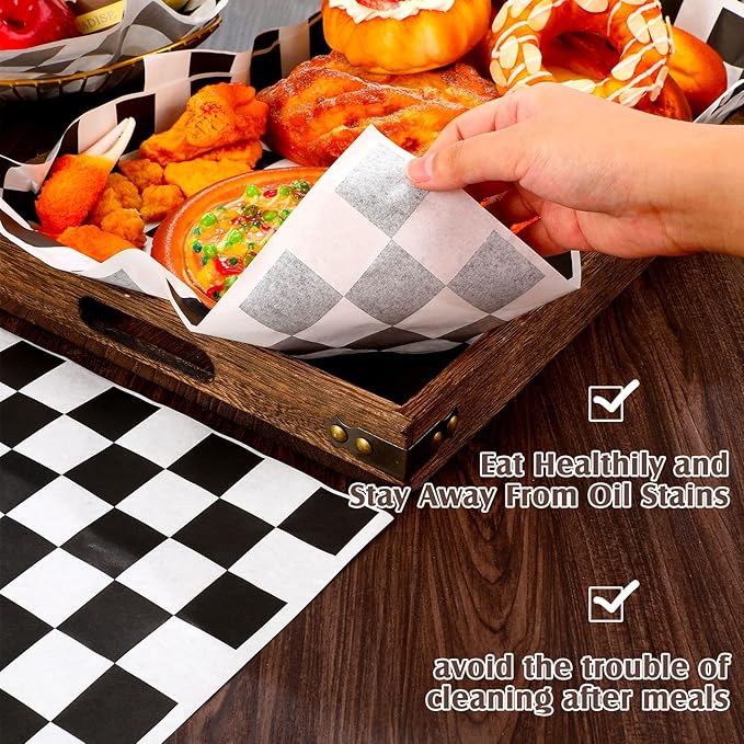 Honeydak 600 Pcs Sandwich Wrapping Paper Sheet 15x15 Checkered Food Wax Sheets Parchment Burgers Paper Basket Liner Grease Restaurant Wedding Party Supplies for Wrapping Bread BBQ