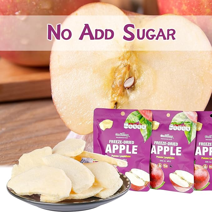 ONETANG Freeze-Dried Fruit Apple Chips, 10 Pack Single-Serve Pack, Non GMO, Kosher, No Add Sugar, Gluten free, Vegan, Holiday Gifts, Healthy Snack 0.35 Ounce