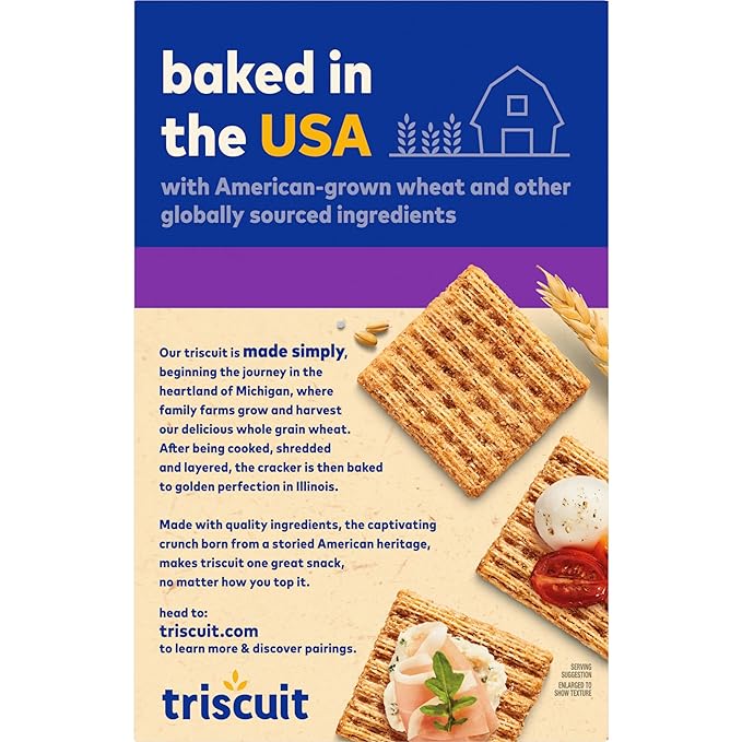 Triscuit Balsamic Vinegar & Basil Whole Grain Wheat Crackers, Lunch Snacks, Bulk Snack Crackers, 6 - 8.5 oz Boxes