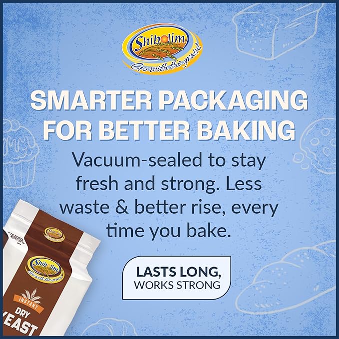 Shibolim Instant Dry Yeast, 1.1 lb | Fast-Rising Yeast for Rapid Rise | Great for Challah, Bread, Pizza & More | Kosher | Vacuum-Sealed