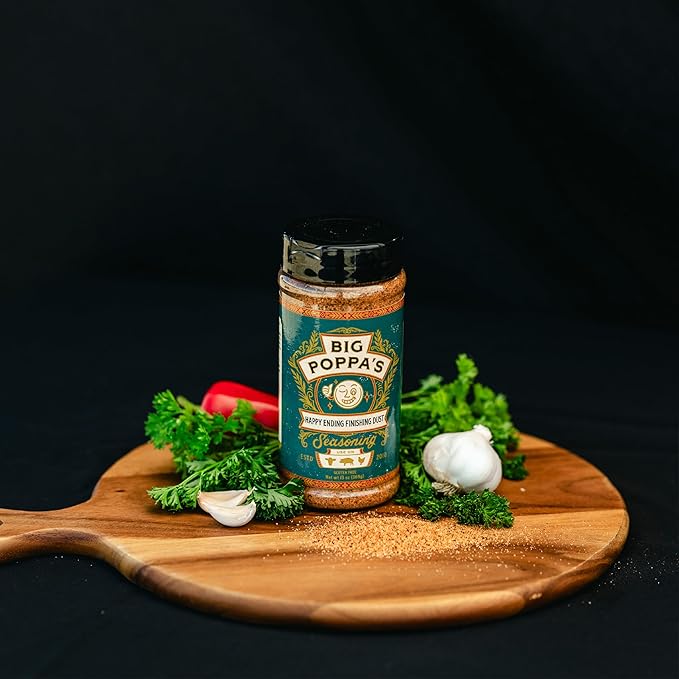 Big Poppa's Happy Ending Finishing Dust Seasoning – Irresistible BBQ Seasoning for an Extra Kick of Flavor – Elevate your BBQ Game with This Mix for Pulled Pork, Beefsteak and More! (13 Oz)