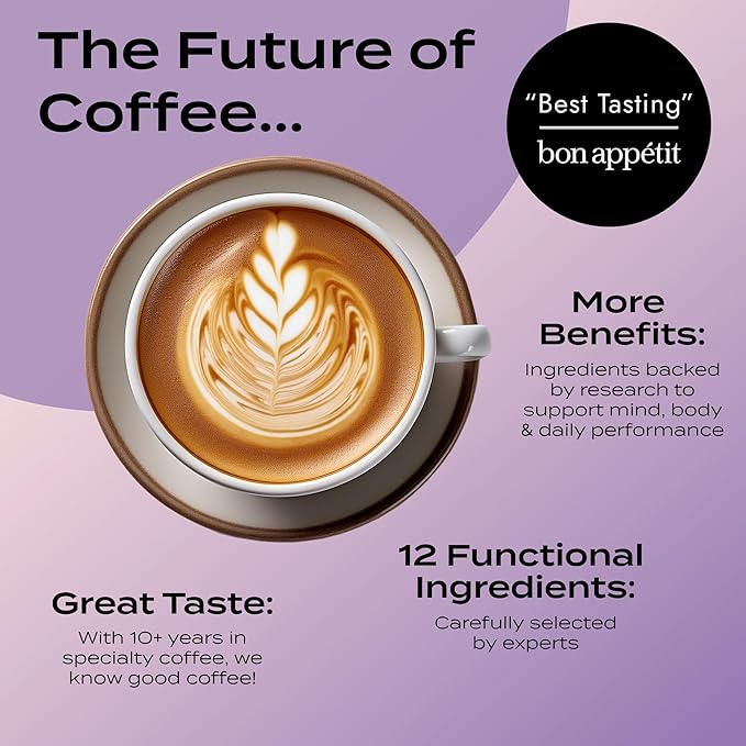 Atlas+ Latte Superblend??Instant Mushroom Coffee with Lion?™s Mane, Reishi, Cordyceps, Ashwagandha, Probiotics, Vitamin D3 & B12, Coconut??for Energy, Focus, Immunity & Gut Health??40 Servings (2 bags)