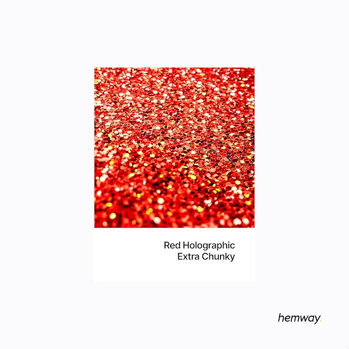 Hemway Premium Glitter Shaker - Red Holographic | 115g Extra Chunky Metallic Flake Sequins for Resin & Epoxy Crafts | Craft Supplies for Tumblers, Festival, Art