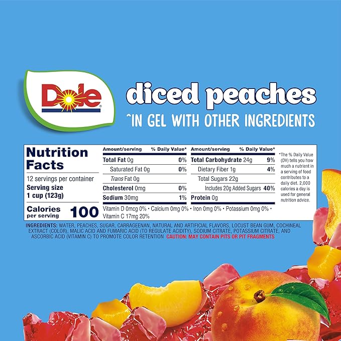 Dole Fruit Bowls Cherry Mixed Fruit in 100% Juice 4oz (12 Cups), and Dole Fruit Bowls Peaches in Strawberry Flavored Gel, 4.3oz (12 Cups), Back To School Healthy Snack