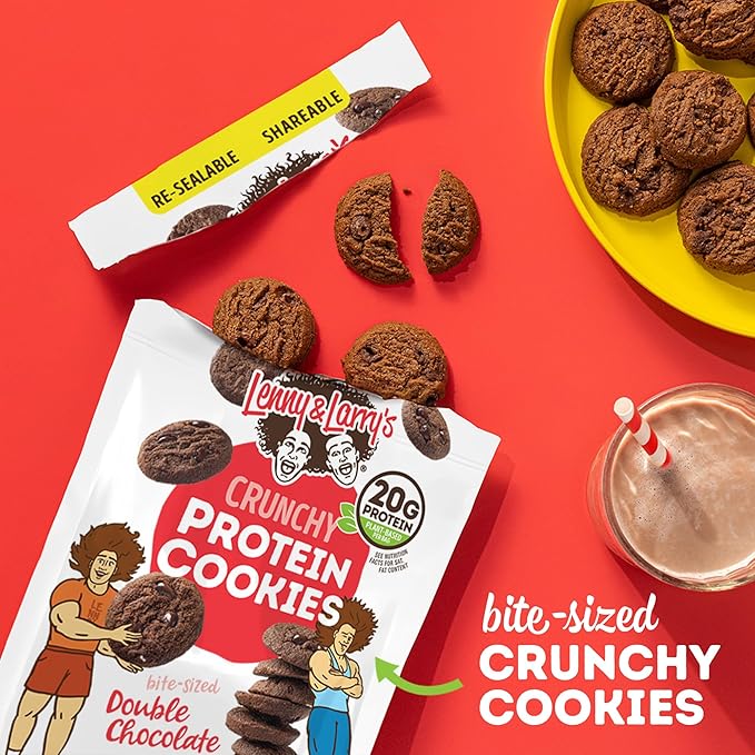 Lenny & Larry's The Complete Crunchy Cookie, Double Chocolate, 6g Plant Protein, Vegan, Non-GMO, 4.25 Ounce Pouch (Pack of 6)