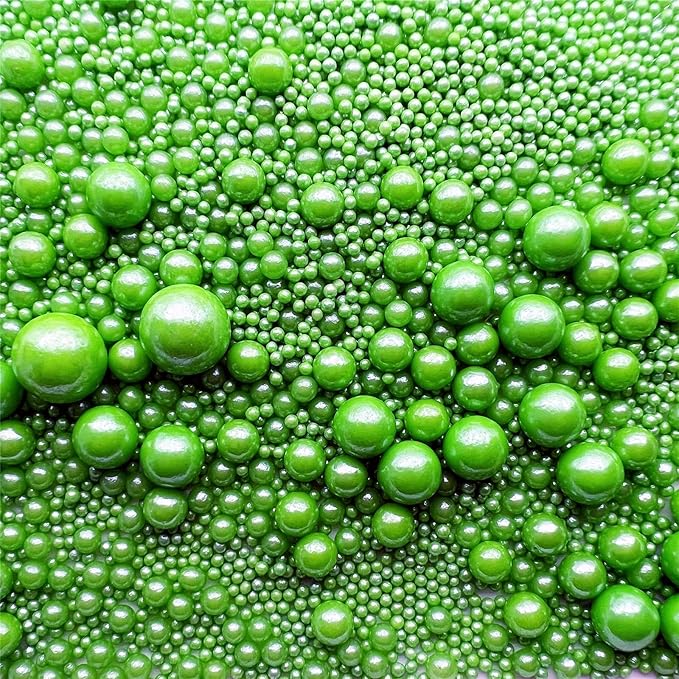 SE Si&Moos Green Grass Edible Pearls Green Pearl Sprinkles for Cake Decorating Edible Cake Sugar Pearls Christmas Cookie Decorations Edible Cake Decorations for Cakes,Cupcakes Toppers 3.5 OZ