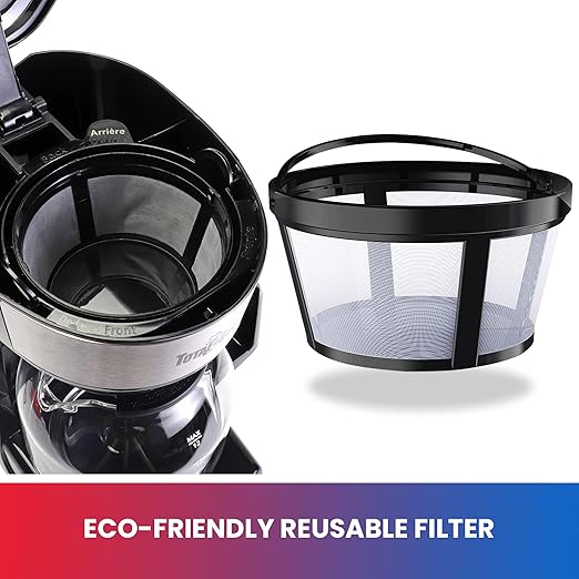 Total Chef Drip Coffee Maker ??12 Cup Programmable Cafe Machine With Glass Pot, Regular & Bold Brew, Autoshut Off Large Water Reservoir, Reusable Filter, Kitchen Appliances For Cafeteria Barista