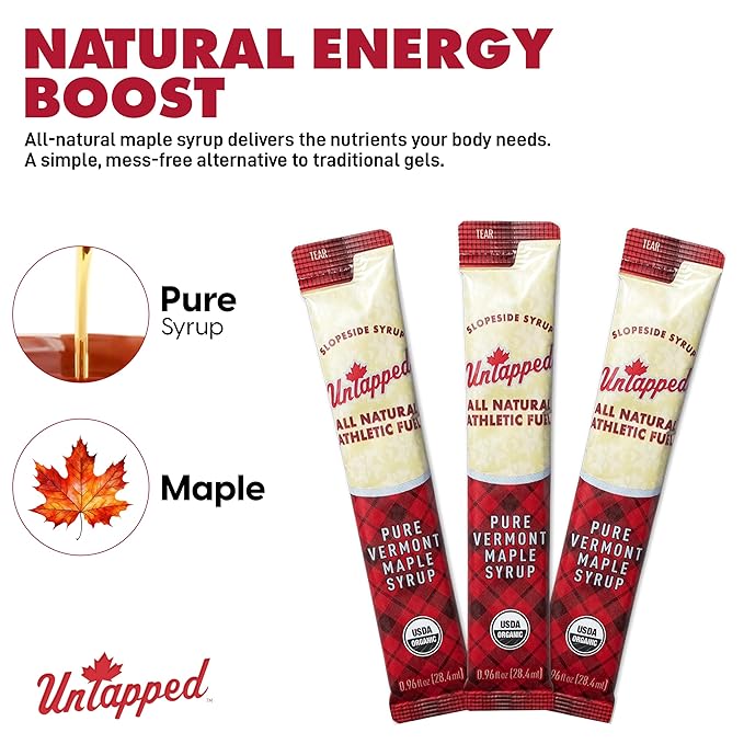 UnTapped Maple Syrup Packets Box of 20, Pack of 2 | Pure Maple Syrup Gel Packs for Runners | Single-Serve Running Energy Gels | Low Glycemic | Fuel to Keep You Running Longer