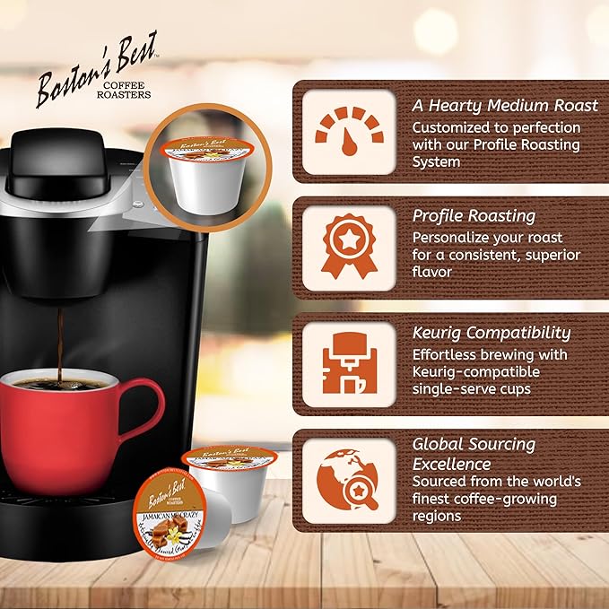 Boston’s Best - Jamaican Me Crazy Flavored Coffee, Delicious Gourmet Compatible with Keurig Coffee Maker, 1 Count (42 Single Serve Cups)