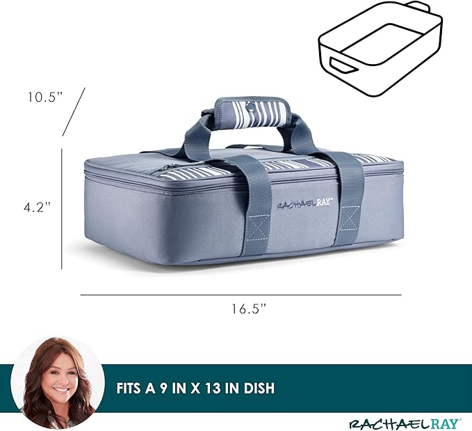 Rachael Ray Lasagna Lugger, Thermal Insulated Casserole Carrier for Hot or Cold Food, Lugger Tote for Potluck, Parties, Picnic, and Cookouts, Fits 9" x 13" Baking Dish