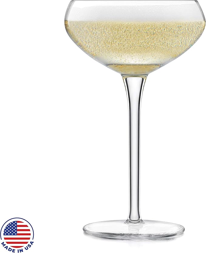 Libbey Signature Kentfield Coupe Cocktail Glasses Set of 4, Coupe Bowl Stemmed Cocktail Glasses, Dishwasher Safe Champagne Glass Gift Set
