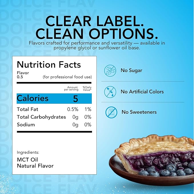 Dolce Flav Blue Raspberry Extract ??2 Ounce Oil-Soluble Kosher, Sugar-Free, Concentrated Blue Raspberry Flavoring for Baking, Chocolates & Desserts, Includes Measured Dropper