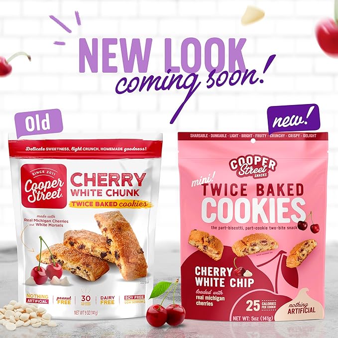 Cooper Street Cookies Twice Baked Italian Biscotti Cookies - Lemon Blueberry, Orange Cranberry and Cherry White Chunk | Crispy, Light and Healthy Cookies | Peanut & Dairy Free | 20oz | 3 Pack
