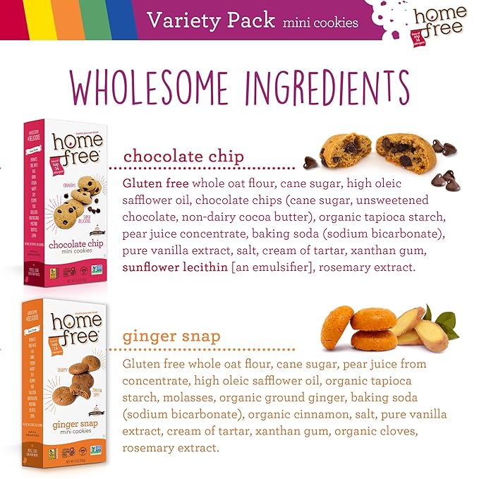 Homefree Treats — Vegan Cookies Variety Pack – Allergy Safe School Snacks – Peanut Free, Gluten Free, Egg Free, Dairy Free – Yummy Crunchy Cookie Assortment, Kosher Pareve (6 Count)