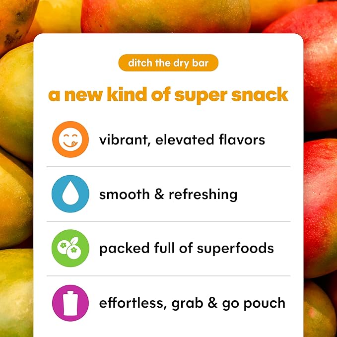 Noka Superfood Fruit Smoothie Pouches, Super Tropical with Immune Support, Healthy Snacks with Elderberry, Vitamin C, Flax Seed and Plant Protein, Vegan, Gluten Free, Organic Fruit Squeeze Pouch, 4.22 oz, 12 Count