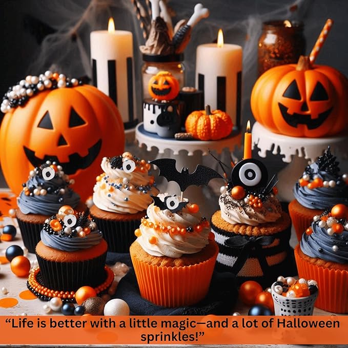 Confect Feast of Fears Sprinkles ??Edible Jimmies Mix in Silver, Orange, Irish Purple, Black & Lime Green ??Halloween Vermicelli Sprinkles for Cake, Cupcake, Cookie & Dessert Decoration- 5 Oz