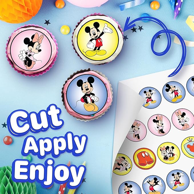 30 x Cupcake Toppers Themed of Cute Mouse Collection - Edible Cake Decorations | Uncut on Icing Sheet