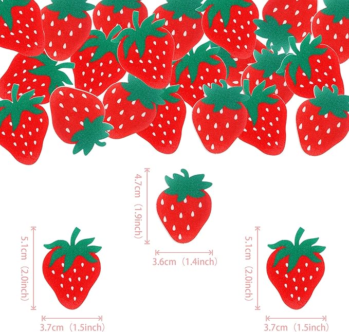 60 PCS Edible Strawberry Cupcake Toppers Wafer Paper Sweet Berry Cupcake Picks Edible Strawberry Cupcake Decorations for Baby Shower Wedding Birthday Party Cake Food Decorations Supplies