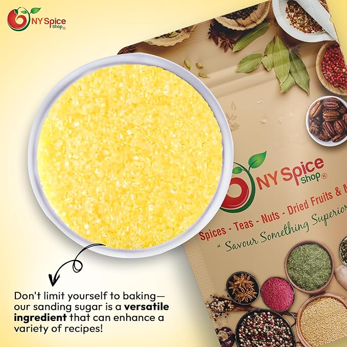 NY Spice Shop Yellow Sanding Sugar - 1 Pound Sweet Colorful Edible Sprinkles For Candy Dish - Sugar Sprinkles For Cake Decorating Cookies Basket & Dishes