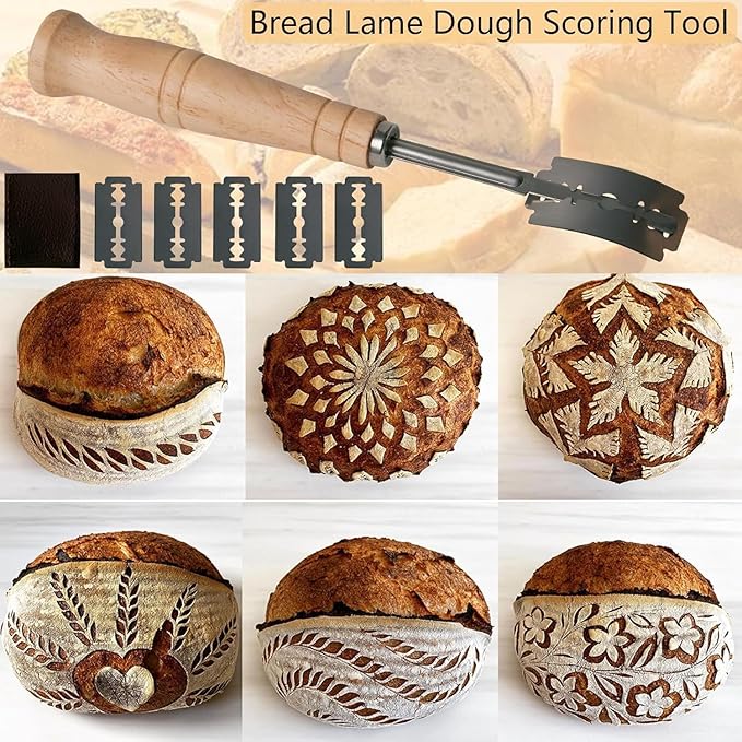 Banneton Bread Proofing Basket - 9"Round & 10"Oval Basket with Liner, Dough Scraper&Whisk, Silicone Brush, Lame - Perfect for Sourdough Bread Baking, Artisan Sourdough Bread (9"Round+10"Oval & Tools)