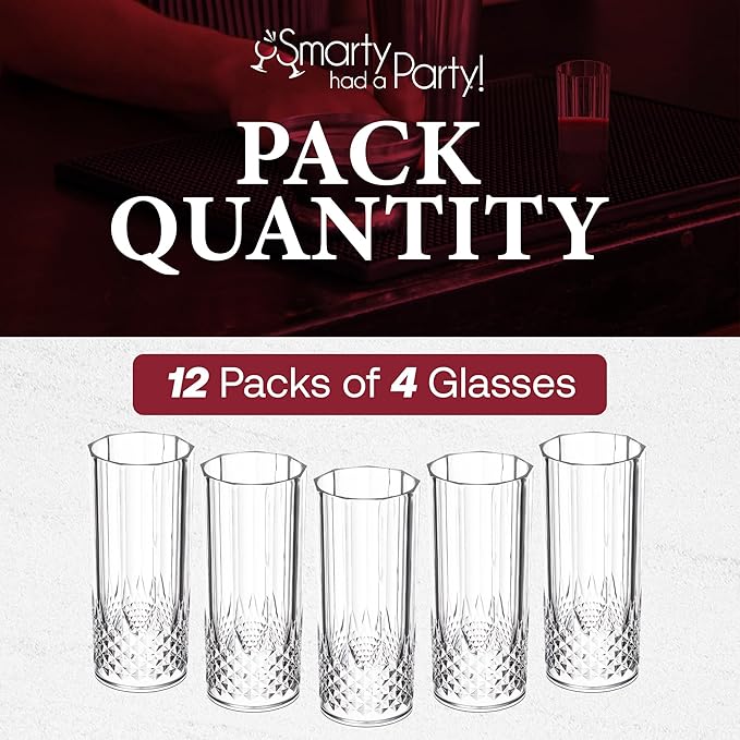 Smarty Had A Party 14 oz Plastic Wine Glasses Pack of 48, Unbreakable Crystal Clear Glasses for Cocktails, Weddings, and Events, Durable Drinkware for Parties