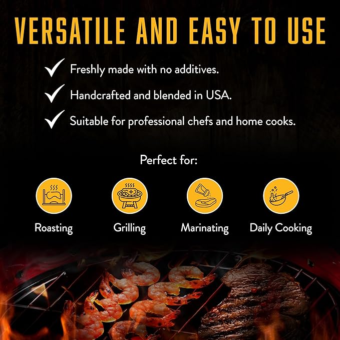 Chiles and Smoke - Scorching Sun All Purpose Seasoning for Chicken Thighs, Meats, Seafood & More, Hot Taco Seasoning with Spices, Low-Sodium Cooking Grilling Gifts, No Dairy, Gluten & MSG, 270 g