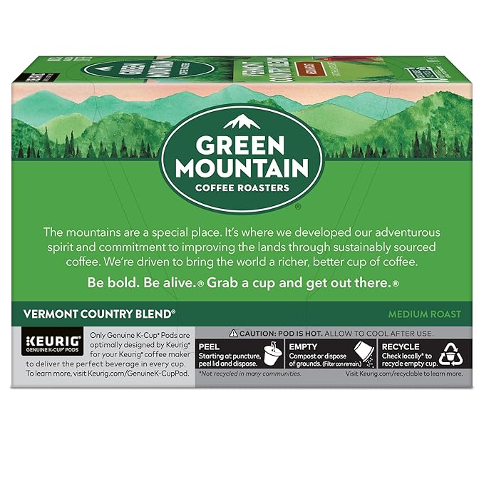 Green Mountain Coffee Roasters Vermont Country Blend Keurig Single-Serve K-Cup Pods, Medium Roast Coffee, 60 Count (6 Packs of 10)