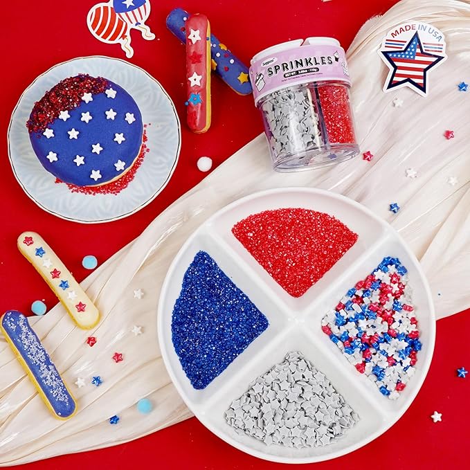 Patriotic Sprinkles, 4th of July, Red White Blue Sprinkles for Cake Decorating, 110g/3.88oz, Cupcake Decoration, Ice Cream Toppings