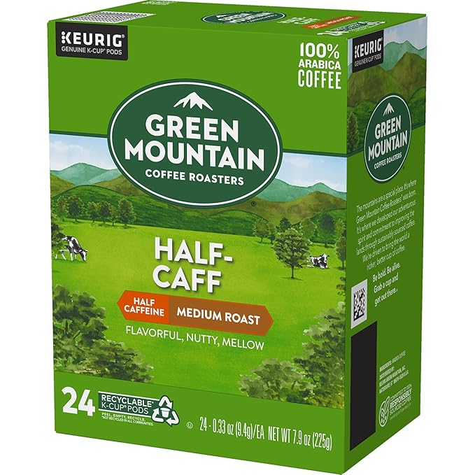 Green Mountain Coffee Roasters Half Caff Coffee, Keurig Single-Serve K-Cup pods, Medium Roast, 96 Count