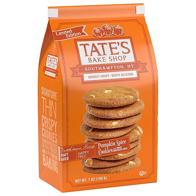 Tate's Bake Shop Pumpkin Spice Cookies, Limited Edition Cookies, 4 - 6.5 oz Bags