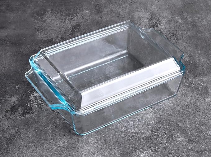 Rectangular Tempered Glass Casserole Dish, Tempered Glass Baking Dish with Glass Cover. Oven, Freezer and Dishwasher Safe.- 1.5 Liter