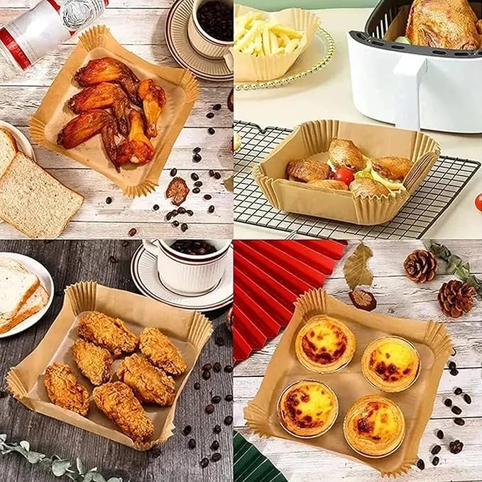 20Pcs Air fryer Baking Paper for Barbecue Plate Square16cm AirFryer Oil-Proof Disposable Paper