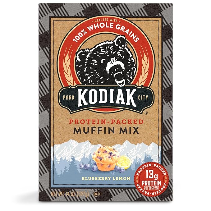 Kodiak Cakes Power Bake, Protein Muffin Mix, Blueberry Lemon, 14 Ounce (Pack of 6)