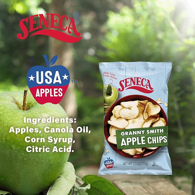 Seneca Granny Smith Apple Chips | Made from Fresh Apples | 100% Granny Smith Apples | Yakima Valley Orchards of Washington | Crisped Apple Perfection | Foil-Freshness bag | 2.5 ounce (Pack of 12)