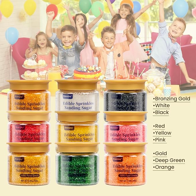 Edible Gold Sprinkles, Sanding Sugar, 150g, Gold Sprinkles for Cupcake Decorating, Cookies Cake Toppers & Cupcake Decoration, Ice Cream, Wedding Party Valentines Halloween Christmas Supplies